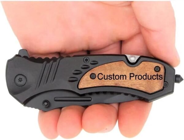 51z1RRdXERL._AC_ Custom Engraved Folding Pocket Knife (Tactical Black)