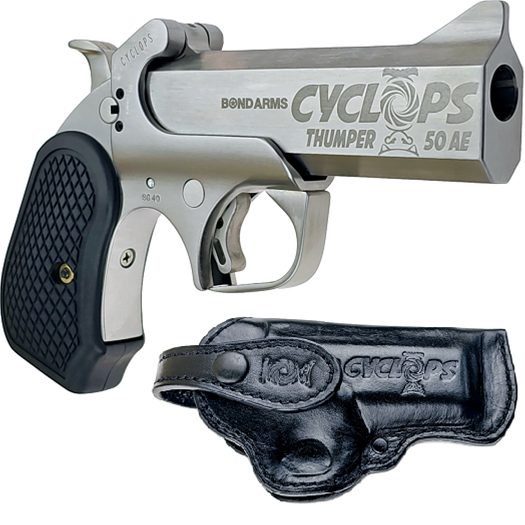 https3A2F2Fmedia.chattanoogashooting.com2Fimages2Fproduct2FBEBACYP50AE2FBEBACYP50AE-1.png Bond Arms Cyclops Satin Package Handgun .50 AE Single Shot 4.25" Barrel Satin with Holster