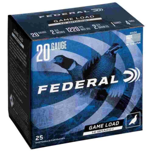 https3A2F2Fmedia.chattanoogashooting.com2Fimages2Fproduct2FFAH20442FFAH2044-2.jpg Federal Game-Shok Upland Game Hi Brass Load 20 ga 2 3/4" MAX 1 oz #4 - 25/box
