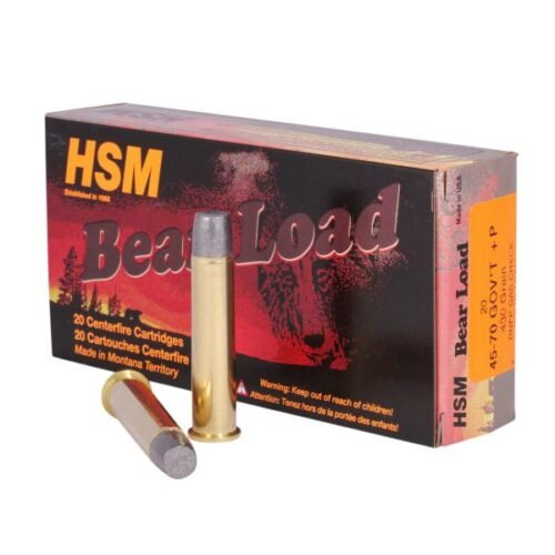 https3A2F2Fmedia.chattanoogashooting.com2Fimages2Fproduct2FHEHSM457012N2FHEHSM457012N.jpg HSM Bear Load Hard Cast Handgun Ammunition 45-70 Govt 430gr RNFP Gas Check 1801 fps 20/ct