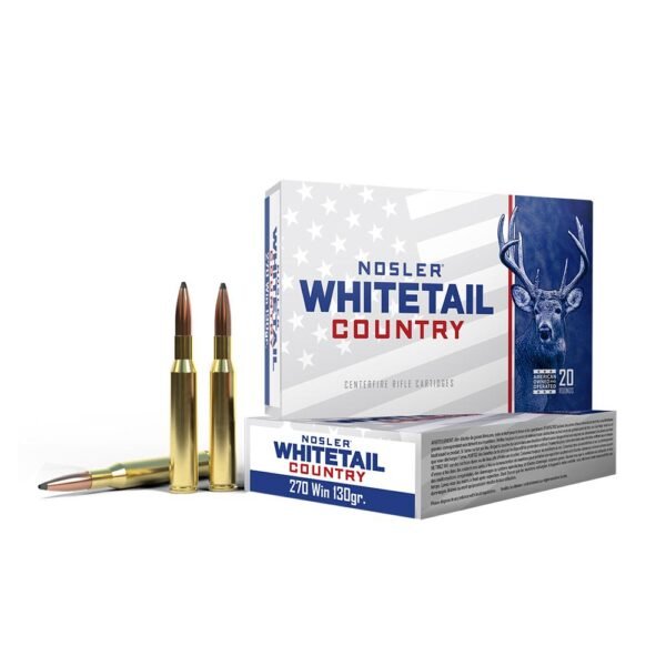 https3A2F2Fmedia.chattanoogashooting.com2Fimages2Fproduct2FNO401102FNO401101.jpg Nosler Whitetail Country Rifle Ammunition .270 Win 130gr SP 3060 fps 20/ct