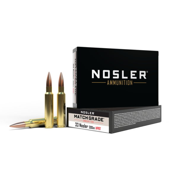 https3A2F2Fmedia.chattanoogashooting.com2Fimages2Fproduct2FNO600312FNO60031-1.png Nosler Match Grade Rifle Ammunition .33 Nosler 300 gr CC 2550 fps 20/ct