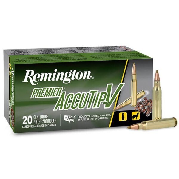 https3A2F2Fmedia.chattanoogashooting.com2Fimages2Fproduct2FRT291922FRT29192-1.jpg Remington Premier AccuTip Varmint Rifle Ammunition .223 Rem 55 gr ATV 3240 fps 20/ct