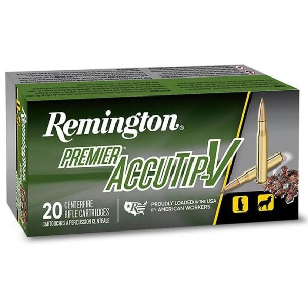 https3A2F2Fmedia.chattanoogashooting.com2Fimages2Fproduct2FRT291942FRT29194-1.jpg Remington Premier AccuTip Varmint Rifle Ammunition .243 Win 75 gr ATV 3375 fps 20/ct