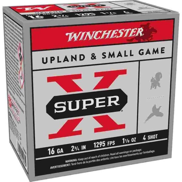 https3A2F2Fmedia.chattanoogashooting.com2Fimages2Fproduct2FWNX16H42FWNX16H4_1.jpg Winchester Super-X High-Brass Shotshells 16 ga 2-3/4" 1-1/8 oz 1295 fps #4 25/ct