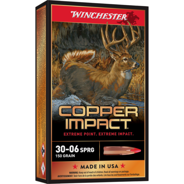 https3A2F2Fmedia.chattanoogashooting.com2Fimages2Fproduct2FWNX3006CLF2FWNX3006CLF-1.png Winchester Copper Impact Rifle Ammunition 30-06 SPRG 150 gr. BT 2920 fps 20/ct