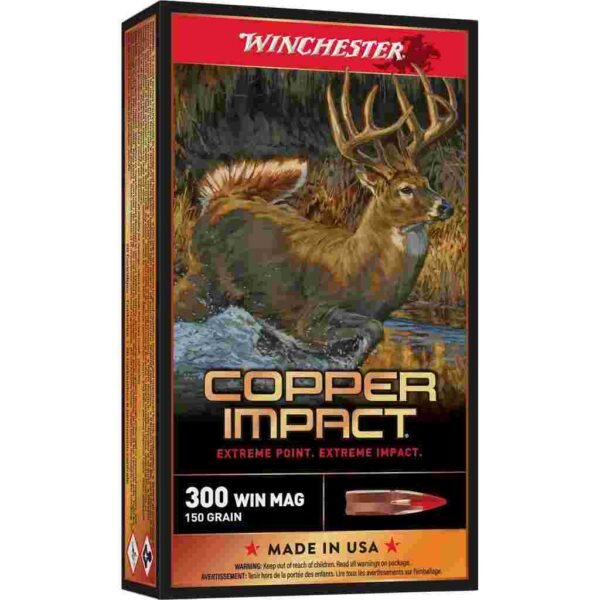 https3A2F2Fmedia.chattanoogashooting.com2Fimages2Fproduct2FWNX300CLF2FWNX300CLF.jpg Winchester Copper Impact Rifle Ammunition 300 Win Mag 150 gr. BT 3260 fps 20/ct
