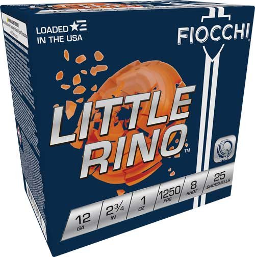 A12TX8.jpg FIOCCHI LITTLE RINO 12GA 2.75" - 1OZ #8 1250FPS 250RD CASE