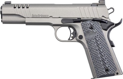 AUTO-ORDNANCE 1911A1 45ACP - STAINLESS NGT SGT RUBBER GRIP