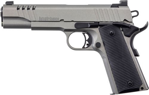 G1911TCAC6N_LEFT_1.jpg AUTO-ORDNANCE 1911A1 45ACP - STAINLESS NGT SGT RUBBER GRIP