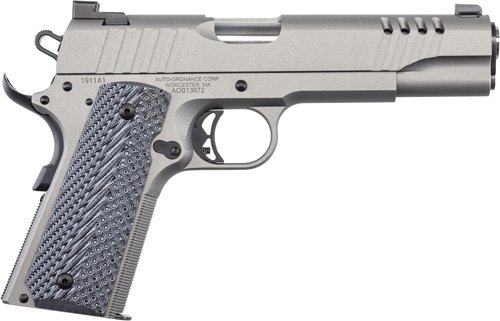 G1911TCAC6N_RIGHT.jpg AUTO-ORDNANCE 1911A1 45ACP - STAINLESS NGT SGT RUBBER GRIP