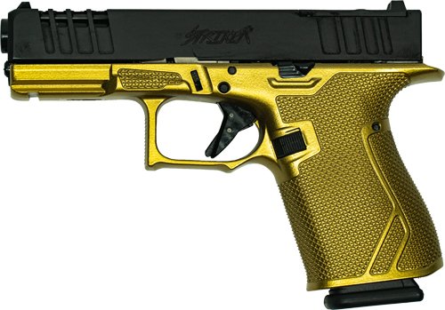 GL19GGLD_LEFT.jpg GLFA 19 STRIKER 9MM 4" 15 SHOT - BLACK SLIDE GALAXY GOLD FRAME