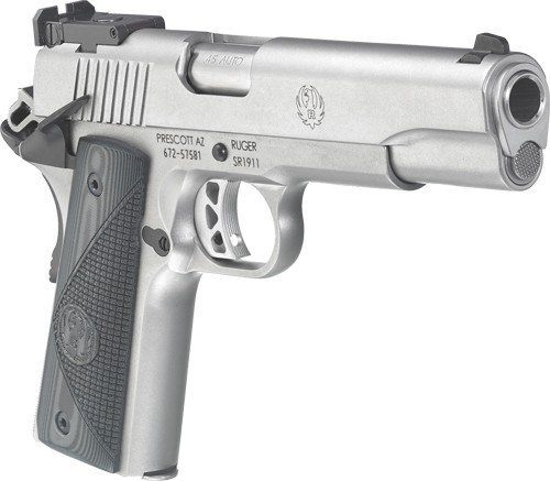 g6736_angled.jpg RUGER SR1911 TARGET 45ACP ADJ - STAINLESS G10 GRIPS