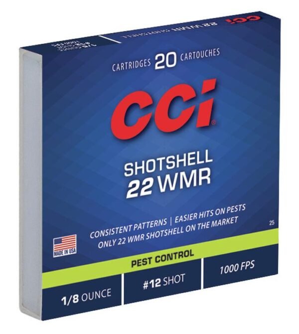 CCI Rimfire Shotshell Ammunition .22 WMR 1/8 oz #12 1000 fps 20/ct