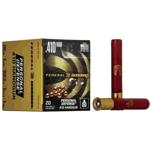 https3A2F2Fmedia.chattanoogashooting.com2Fimages2Fproduct2FFAPD413JGE4B2FFAPD413JGE4B_1 Federal Premium Personal Defense 410 Handgun Shotshell Ammunition - Judge .410 ga 3" 9 plts #4B 950 fps - 20/box