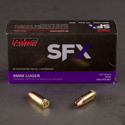 9sfx147gr PMC SFX 9mm Luger Handgun Ammo - 147 Grain | SFHP | 50rd Box