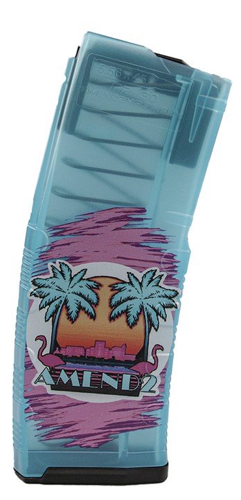 miamiviceamend2 Amend2 MOD C AR-15 Mag - Translucent Miami Vice Teal | 30rd | 5.56 NATO
