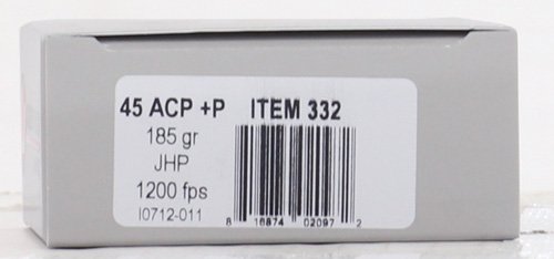 A332U_LABEL UNDERWOOD 45 ACP +P 185GR JHP - 20RD 10BX/CS