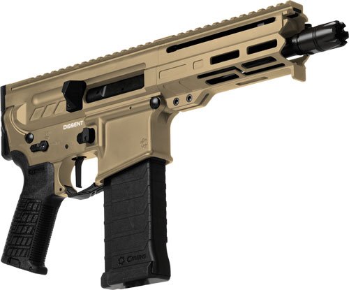 G54AA847CT_ANGLE CMMG PISTOL DISSENT MK4 5.7X28 - MM 6.5" 32RD COYOTE TAN