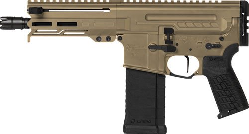 G54AA847CT_LEFT CMMG PISTOL DISSENT MK4 5.7X28 - MM 6.5" 32RD COYOTE TAN