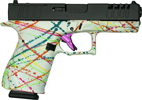 GLFA 19 STRIKER 9MM 4" 15 SHOT - BLK SLIDE SPLATTER WHITE FRAME