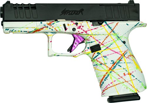 GLFA 19 STRIKER 9MM 4" 15 SHOT - BLK SLIDE SPLATTER WHITE FRAME