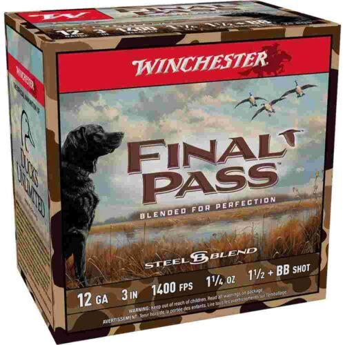 https3A2F2Fmedia.chattanoogashooting.com2Fimages2Fproduct2FWNFP123BB152FWNFP123BB15-1 Winchester Final Pass Shotshells 12 ga 3" 1-1/4 oz 1400 fps 1.5 + BB 25/rd