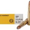 Sellier & Bellot Rifle Ammunition .22 Hornet 45 gr SP 2346 fps - 20/box