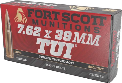 A762X39117SCV FORT SCOTT 7.62X39 117GR TUI - SOLID COPPER 20RD 10BX/CS