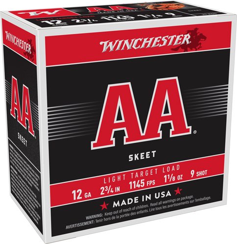 AA129_2 WINCHESTER AA 12GA 2.75" - 1-1/8OZ #9 1145FPS 250RD CASE