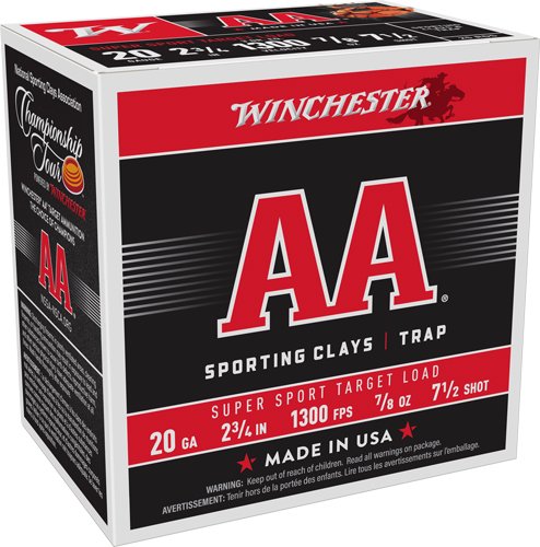 AASC207_1 WINCHESTER AA 20GA 2.75" 7/8OZ - #7.5 1300FPS 250RD CASE LOT