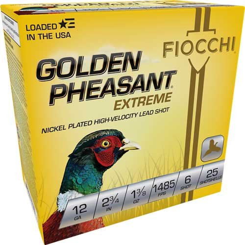 A12GPX6 FIOCCHI GOLDEN PHEASANT 12GA - 2.75" 1-3/8OZ #6 25RD 10BX/CS
