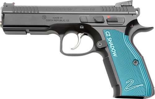 G91044CZ.jpg CZ CUSTOM SHADOW 2 ACCU 9MM FS - 17-SHOT BLACK POLY BLUE GRIPS