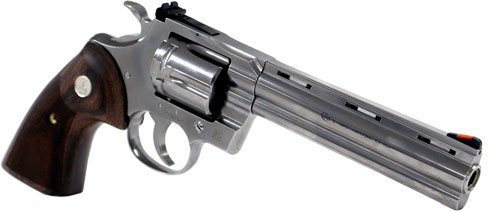GSP6WTS_ANGLE.jpg COLT PYTHON 357MAG 6" 6RD - STAINLESS WALNUT GRIPS