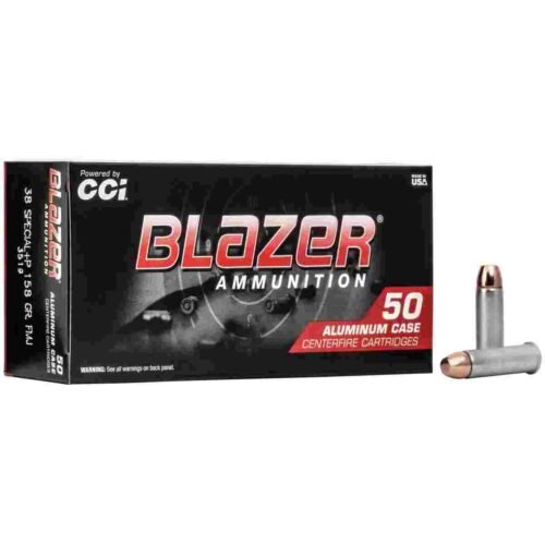https3A2F2Fmedia.chattanoogashooting.com2Fimages2Fproduct2FCC35192FCC3519_2.jpg CCI Blazer Aluminum Handgun Ammunition .38 Spl +p 158 gr. FMJ 850 fps 50/ct