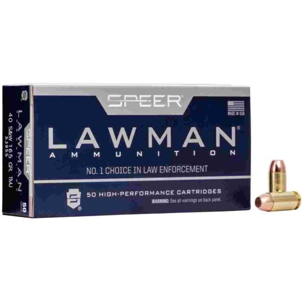 https3A2F2Fmedia.chattanoogashooting.com2Fimages2Fproduct2FCC539552FCC53955_1.jpg Speer Lawman Handgun Ammunition .40 S&W 165 gr TMJ 1150 fps 50/ct