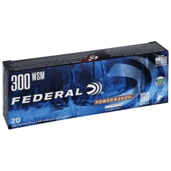 https3A2F2Fmedia.chattanoogashooting.com2Fimages2Fproduct2FFA300WSM180LFA2FFA300WSM180LFA-1.jpg Federal Copper Power-Shok Rifle Ammunition .300 WSM 180 gr CHP 20/ct