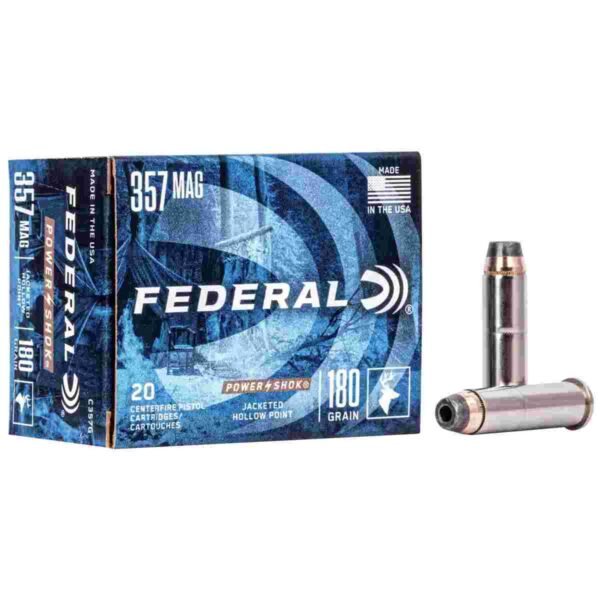 https3A2F2Fmedia.chattanoogashooting.com2Fimages2Fproduct2FFAC357G2FFAC357G_1.jpg Federal Power-Shok Handgun Ammunition .357 Mag 180 gr JHP 1080 fps 20/box
