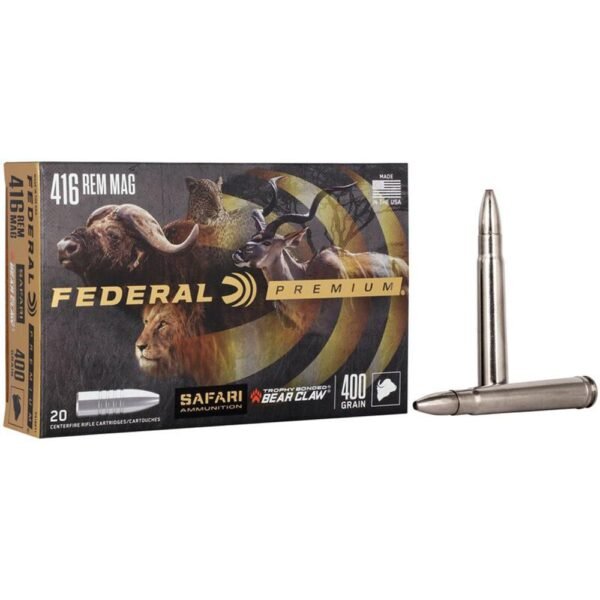 https3A2F2Fmedia.chattanoogashooting.com2Fimages2Fproduct2FFAP416RT12FFAP416RT1-1.jpg Federal Premium Cape-Shok Rifle Ammunition .416 Rem Mag 400 gr TBBC 2400 fps - 20/ct