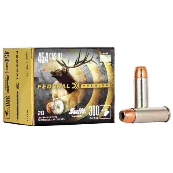 https3A2F2Fmedia.chattanoogashooting.com2Fimages2Fproduct2FFAP454SA2FFAP454SA_1.jpg Federal Premium Vital-Shok Handgun Ammunition .454 Casull 300 gr SAF 1520 fps 20/box