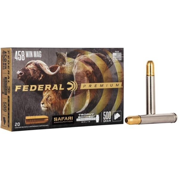 https3A2F2Fmedia.chattanoogashooting.com2Fimages2Fproduct2FFAP458T32FFAP458T3-1.jpg Federal Premium Cape-Shok Rifle Ammunition .458 Win Mag 500 gr TBSS 1950 fps - 20/ct