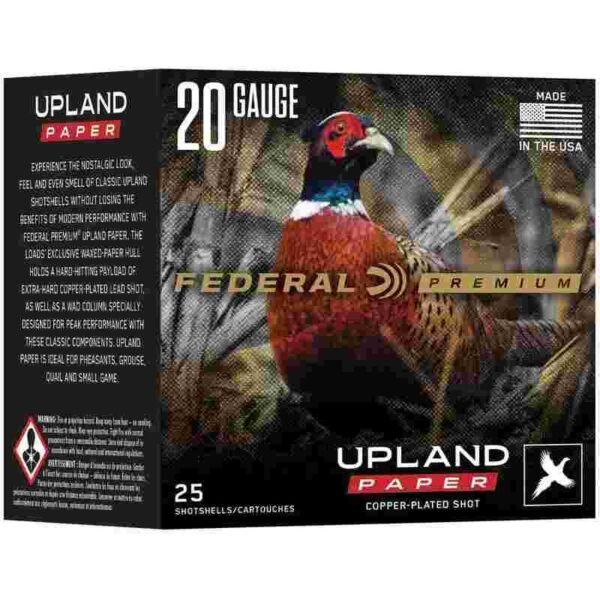 https3A2F2Fmedia.chattanoogashooting.com2Fimages2Fproduct2FFAPUP20442FFAPUP20441 Federal Premium Upland Paper Shotshells 20ga 2-3/4" 1oz 1250 fps #4 25/ct