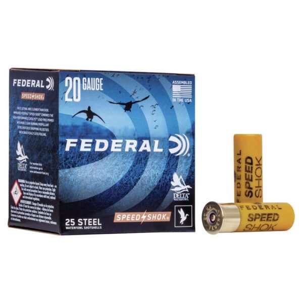 https3A2F2Fmedia.chattanoogashooting.com2Fimages2Fproduct2FFAWF20842FFAWF2084.jpg FEDERAL SPEED-SHOK HIGH VELOCITY STEEL 20GA 2-3/4" 3/4OZ 4 AMMO 25RD