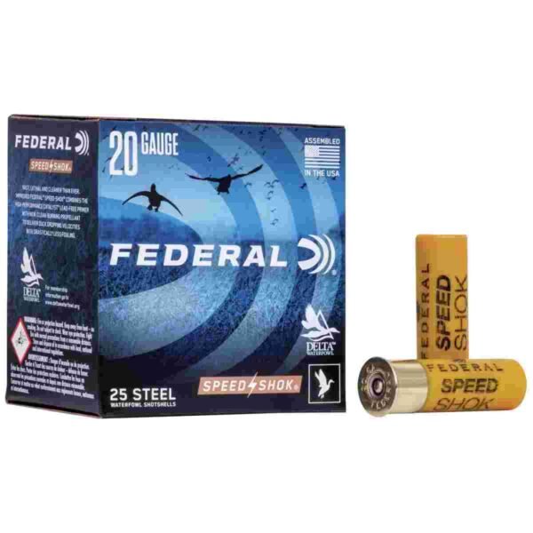 https3A2F2Fmedia.chattanoogashooting.com2Fimages2Fproduct2FFAWF20862FFAWF2086_1.jpg Federal Speed-Shok Waterfowl Steel - 20ga 2-3/4" 3/4oz #6-Shot 25/Box