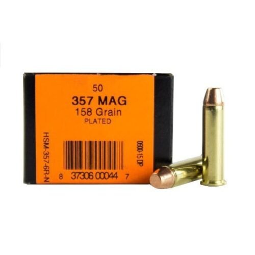 https3A2F2Fmedia.chattanoogashooting.com2Fimages2Fproduct2FHEHSM3576RN2FHEHSM3576RN1.jpg HSM Training Handgun Ammunition .357 Mag 158gr Plated FP 1058 fps 50/ct
