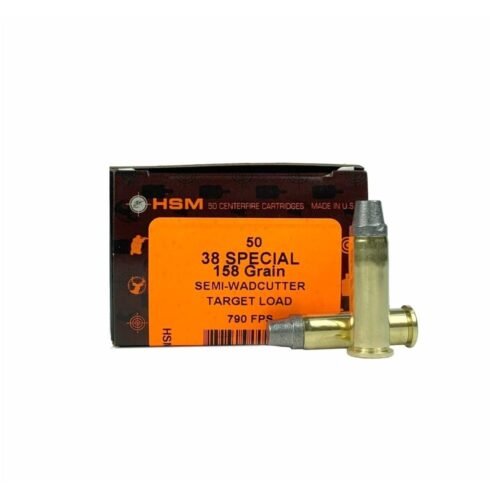 https3A2F2Fmedia.chattanoogashooting.com2Fimages2Fproduct2FHEHSM382N2FHEHSM382N1.jpg HSM Training Handgun Ammunition .38 Spl 158gr SWC 790 fps 50/ct