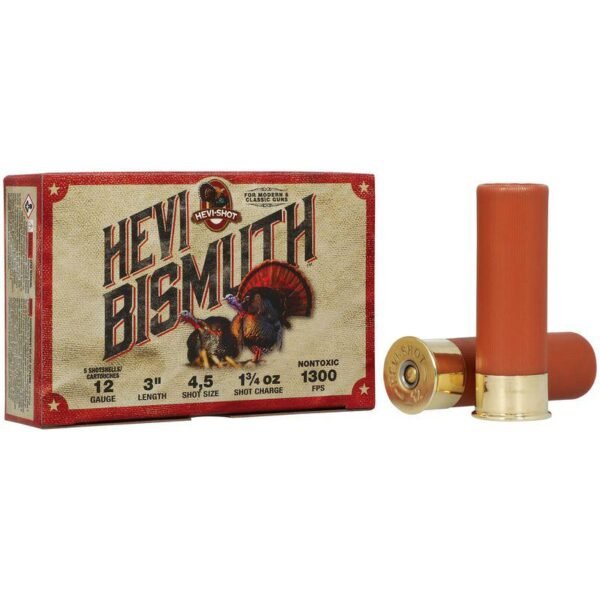 https3A2F2Fmedia.chattanoogashooting.com2Fimages2Fproduct2FHVHSBT4120452FHVHSBT412045.jpg HEVI-Shot HEVI-Bismuth Turkey Shotshells 12ga 3" 1-3/4oz 1300 fps #4 5/ct