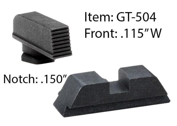 https3A2F2Fmedia.chattanoogashooting.com2Fimages2Fproduct2FKQGT5042FKQGT504.jpg Ameriglo Defoor Performance Black Sight Set for Glock 17-39 / Front Width .115" / Rear Notch .150"