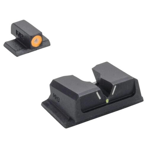 https3A2F2Fmedia.chattanoogashooting.com2Fimages2Fproduct2FMK04171031312FMK0417103131.jpg Meprolight Hyper Bright V-Sight Fixed Pistol Set for S&W M&P Full Size Compact Green with Orange Front