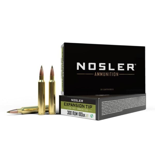 https3A2F2Fmedia.chattanoogashooting.com2Fimages2Fproduct2FNO401442FNO40144-1.jpg Nosler E-Tip Rifle Ammunition 300 RUM 180 gr E-Tip 3200 fps 20/ct
